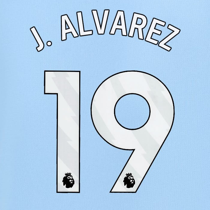 2023 2024 MAN CITY J. ALVAREZ 19 WHITE HOME PLAYER SIZE NAME SET