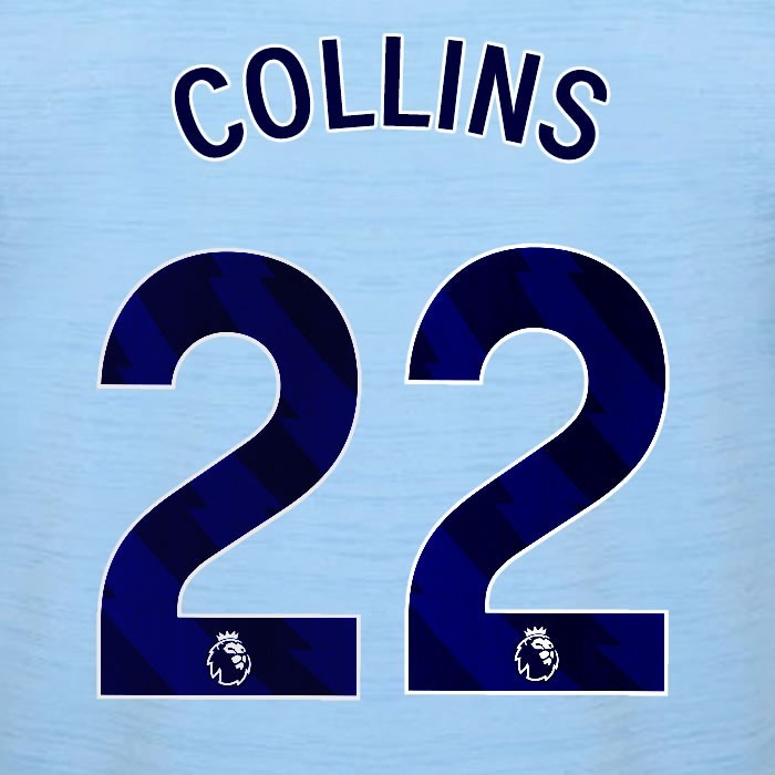 2023 2024 BRENTFORD COLLINS 22 OFFICIAL BLUE AWAY PLAYER SIZE NAMESET