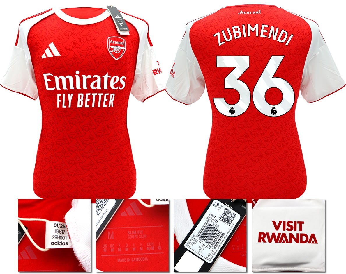 BNWT 2025 2026 ARSENAL ADIDAS HOME SHIRT ZUBIMENDI 36 MEN'S SIZES