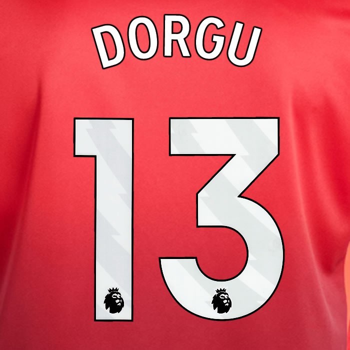 2024 2025 MANCHESTER UNITED DORGU 13 HOME WHITE PLAYER SIZE NAMESET