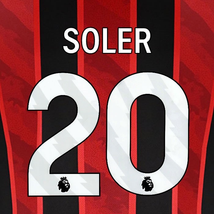 2025 2026 BOURNEMOUTH SOLER 20 WHITE HOME PLAYER SIZE NAME SET