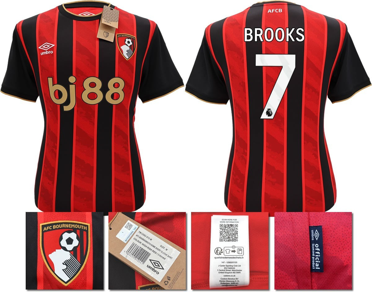 BNWT 2025 2026 UMBRO AFC BOURNEMOUTH HOME SHIRT BROOKS 7 + PATCHES