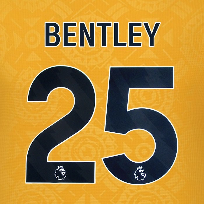 2025 2026 WOLVES HOME BLACK BENTLEY 25 OFFICIAL PLAYER SIZE NAMESET