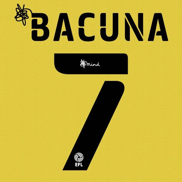 HUDDERSFIELD 2020 2021 OFFICIAL BACUNA 7 3RD PLAYER SIZE NAME SET