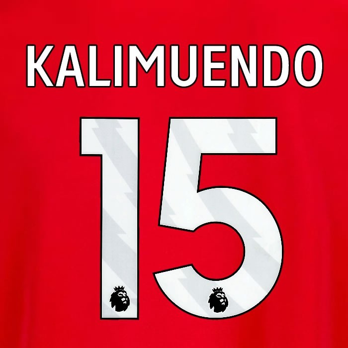 2025 2026 OFFICIAL NOTTINGHAM KALIMUENDO 15 WHITE HOME PLAYER SIZE NAMESET