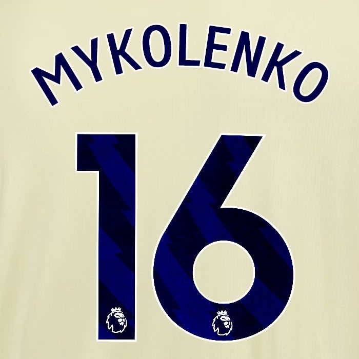 2025 2026 EVERTON MYKOLENKO 16 OFFICIAL BLUE AWAY PLAYER SIZE NAMESET