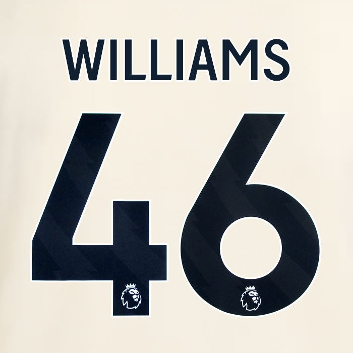 2025 2026 OFFICIAL LIVERPOOL WILLIAMS 46 BLACK AWAY PLAYER SIZE NAMESET