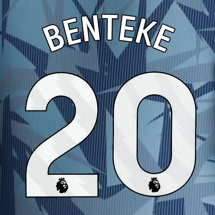 2023 2024 ASTON VILLA BENTEKE 20 OFFICIAL WHITE 3RD PLAYER SIZE NAMESET