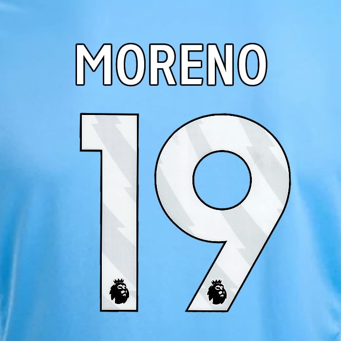 2024 2025 OFFICIAL NOTTINGHAM MORENO 19 WHITE 3RD PLAYER SIZE NAMESET
