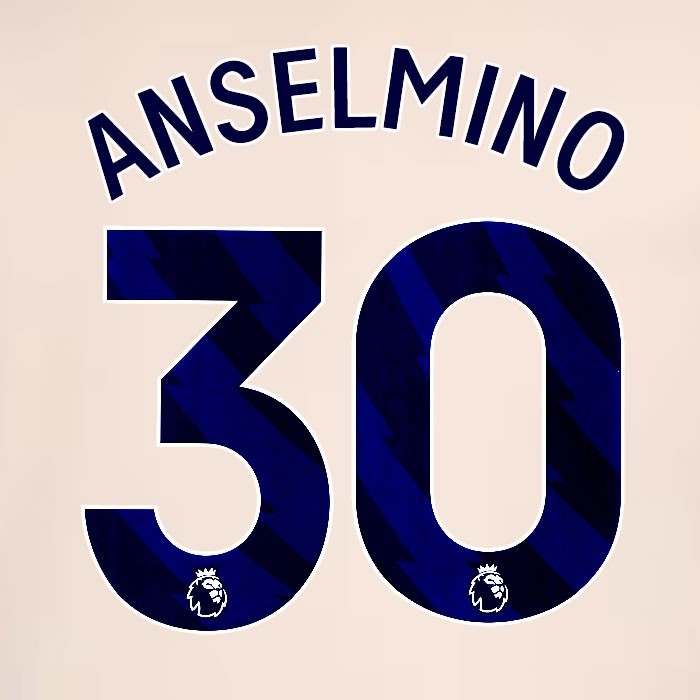 2024 2025 OFFICIAL CHELSEA ANSELMINO 30 BLUE AWAY PLAYER SIZE NAMESET