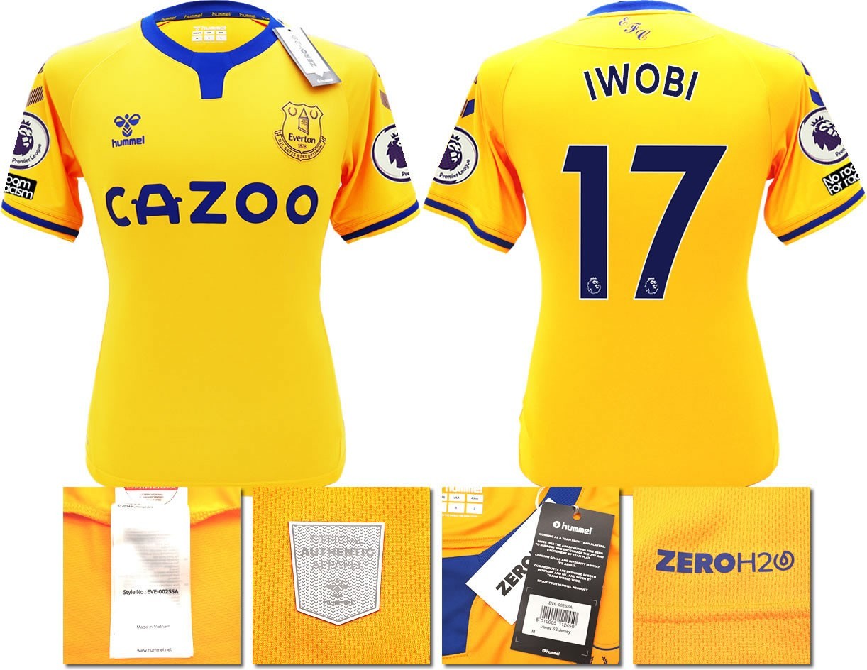 BNWT 2020 2021 HUMMEL EVERTON AWAY SHIRT MEN'S IWOBI 17 + PATCHES