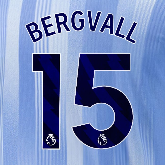 2024 2025 TOTTENHAM BERGVALL 15 BLUE AWAY PLAYER SIZE NAME SET