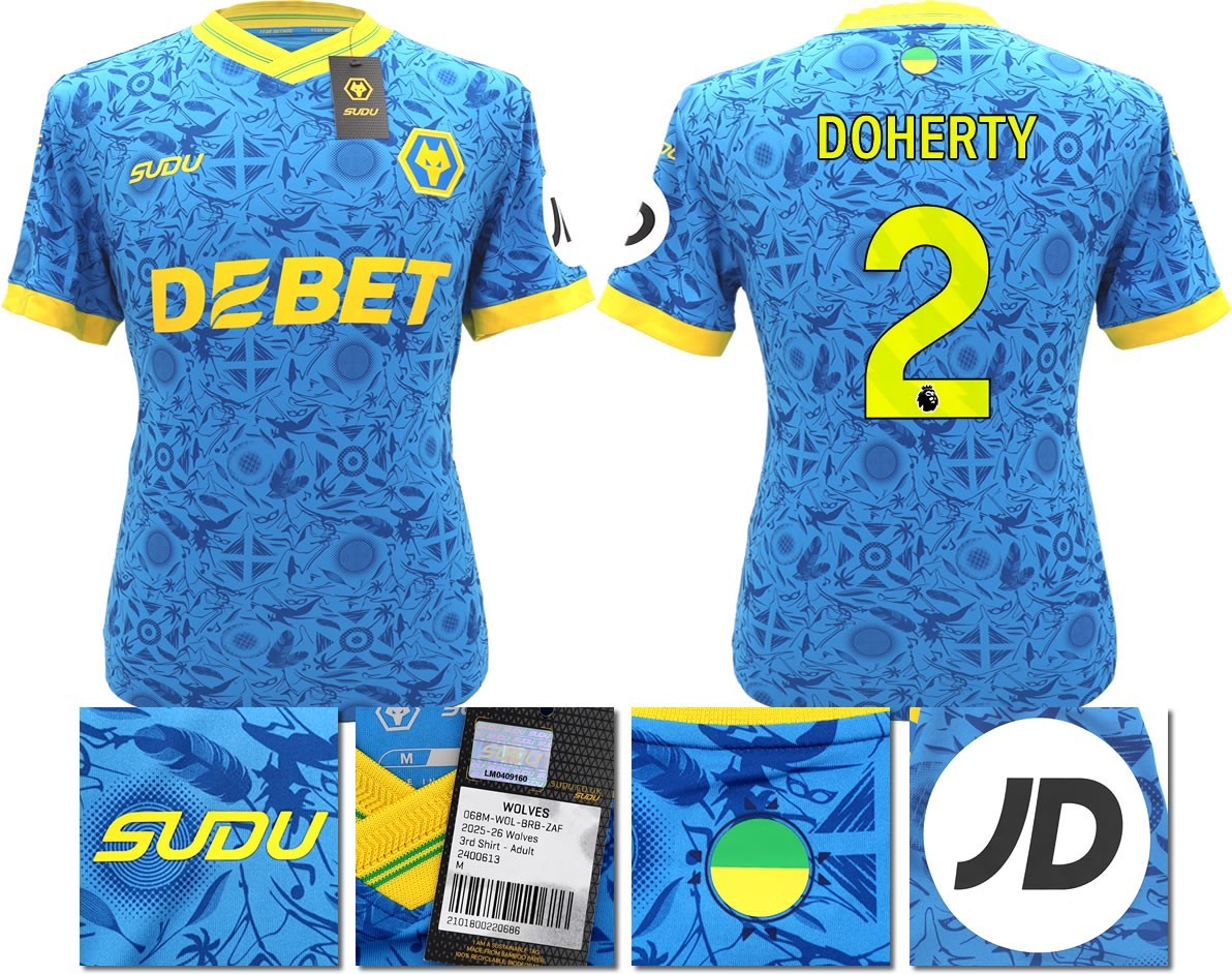BNWT 2025/2026 WOLVES F.C. SUDU THIRD SHIRT DOHERTY 2