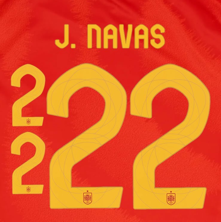 2024 2025 OFFICIAL SPAIN J. NAVAS 22 HOME PLAYER SIZE NAMESET