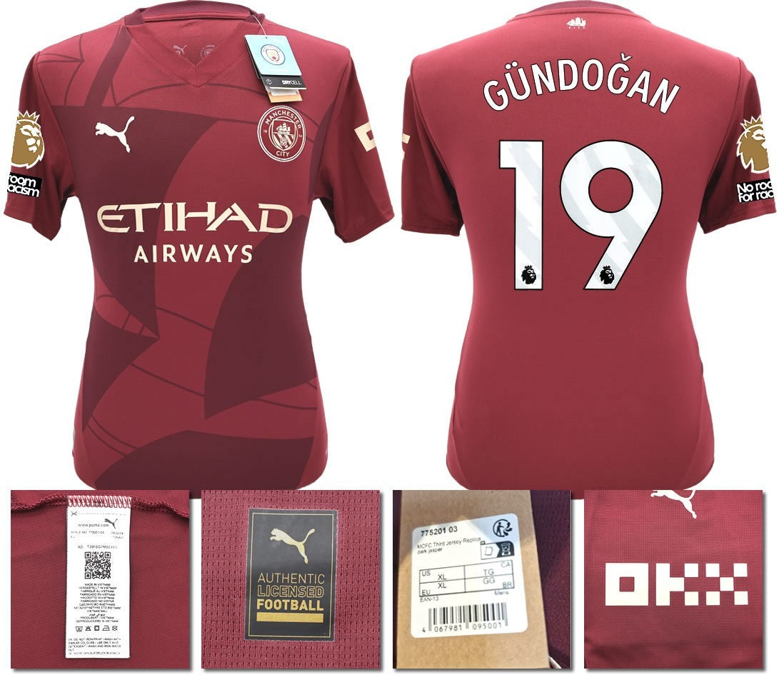 BNWT 24 25 MAN CITY PUMA THIRD GUNDOGAN 19 + PATCHES FOOTBALL SHIRT MENS LARGE
