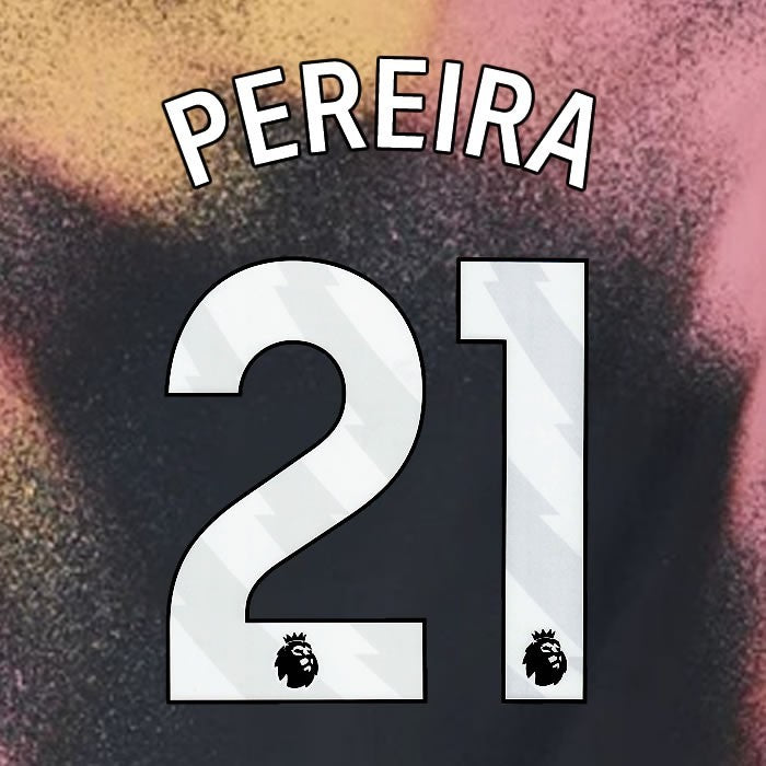 2024 2025 OFFICIAL LEICESTER CITY PEREIRA 21 WHITE AWAY PLAYER SIZE NAME SET
