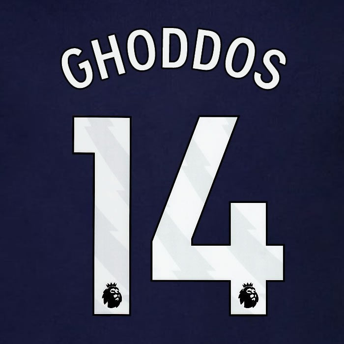 2023 2024 BRENTFORD GHODDOS 14 OFFICIAL WHITE 3rd PLAYER SIZE NAMESET
