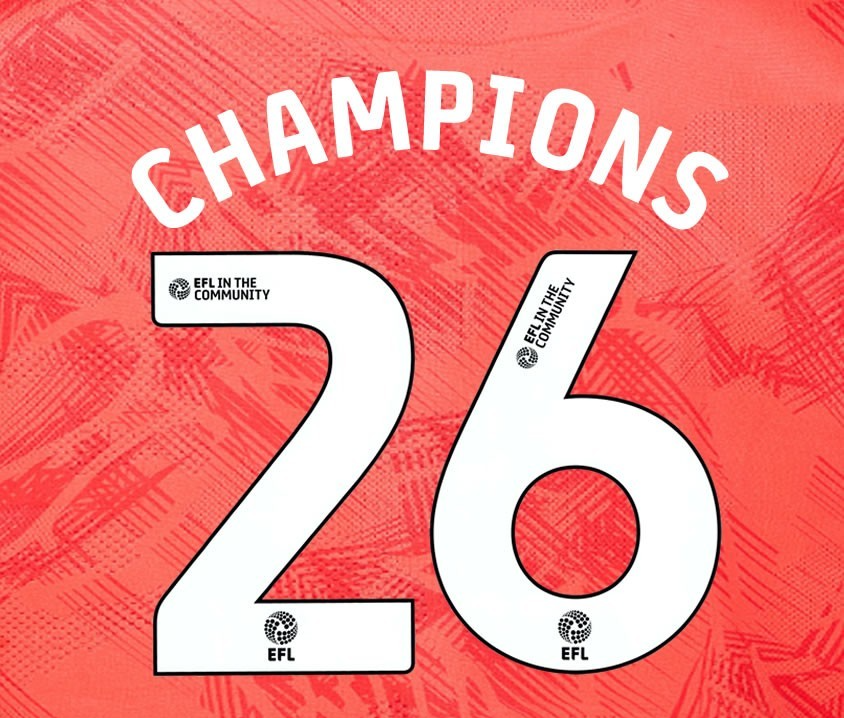 25 26 COVENTRY CITY CHAMPIONS 26 OFFICIAL WHITE AWAY PLAYER SIZE NAME SET 230MM