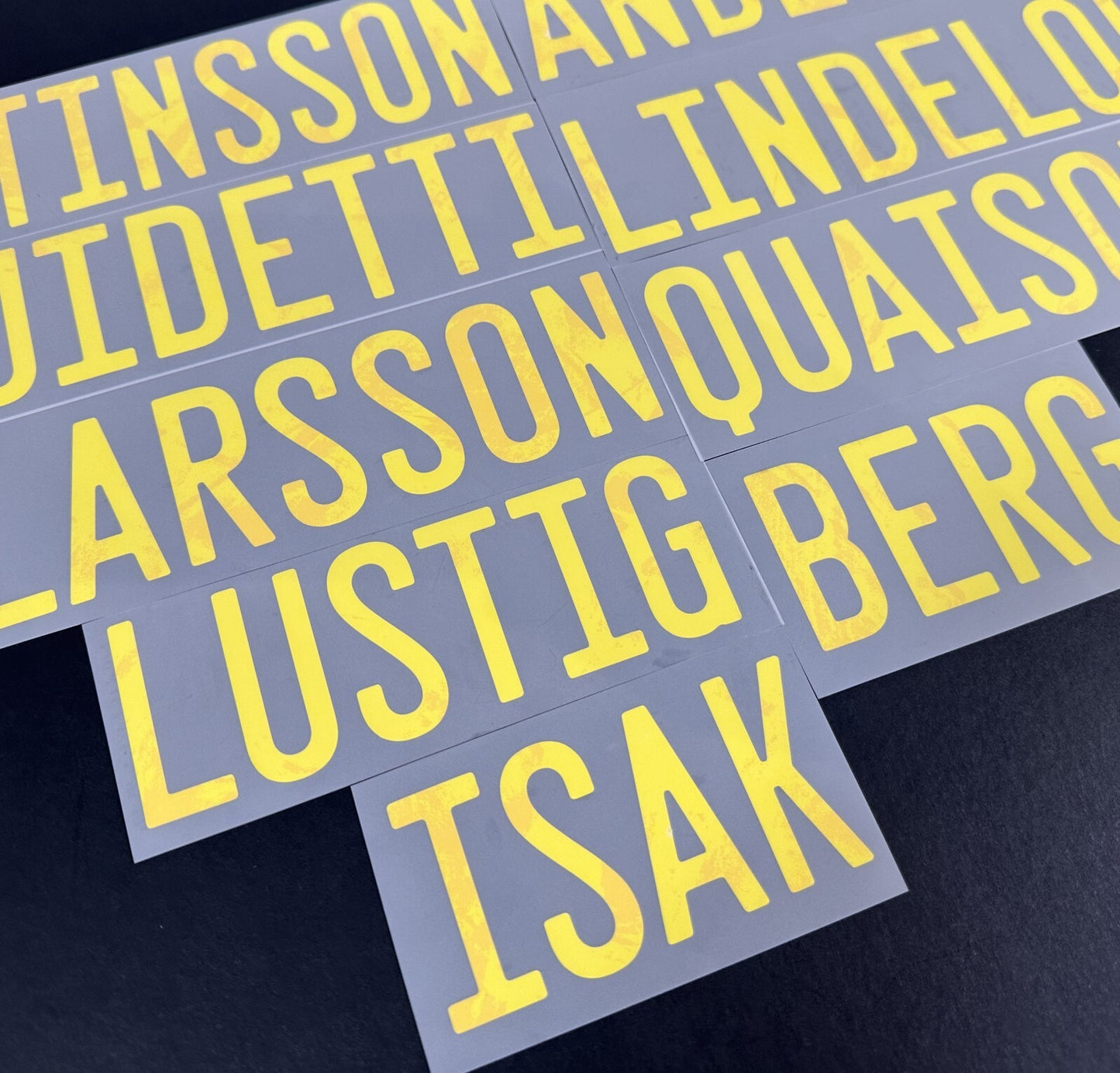 2020 2021 OFFICIAL DekoGraphics SWEDEN AWAY YELLOW PLAYER SIZE NAME BLOCKS 55MM