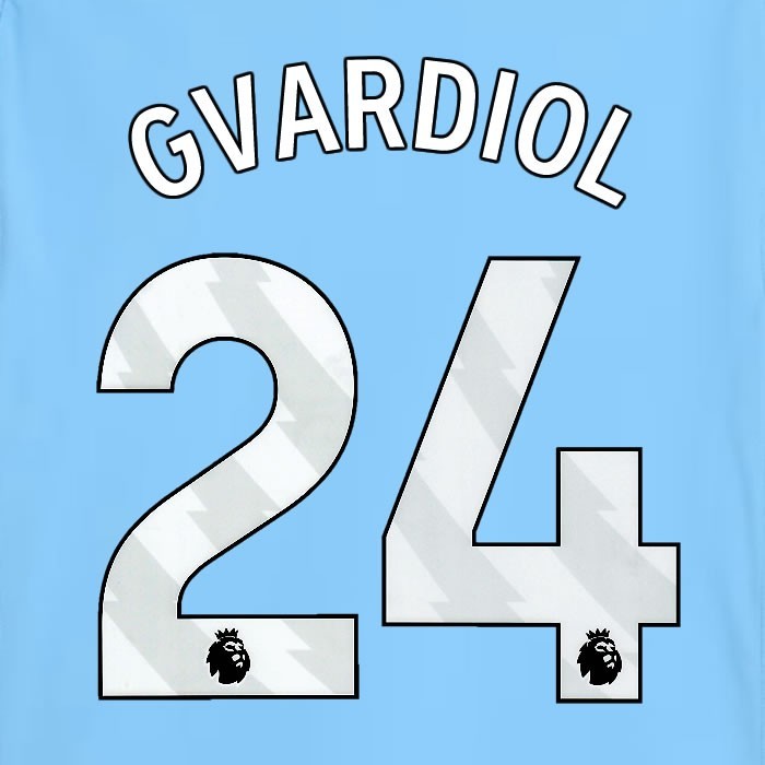 2025 2026 MANCHESTER CITY GVARDIOL 24 WHITE HOME PLAYER SIZE NAME SET