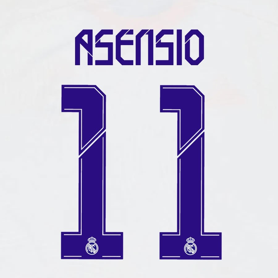 2021 2022 AVERY DENNISON REAL MADRID ASENSIO 11 HOME PLAYER SIZE NAMESET