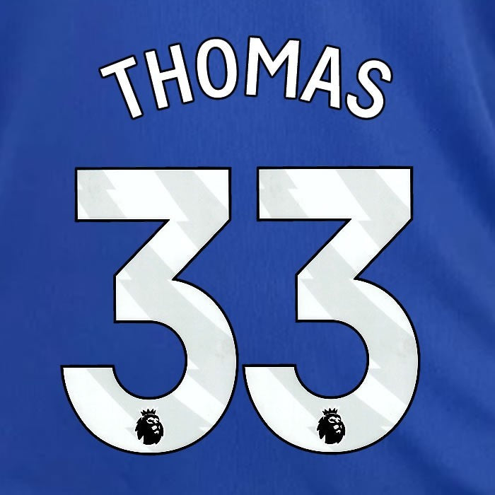 2024 2025 OFFICIAL LEICESTER CITY THOMAS 33 WHITE HOME PLAYER SIZE NAME SET