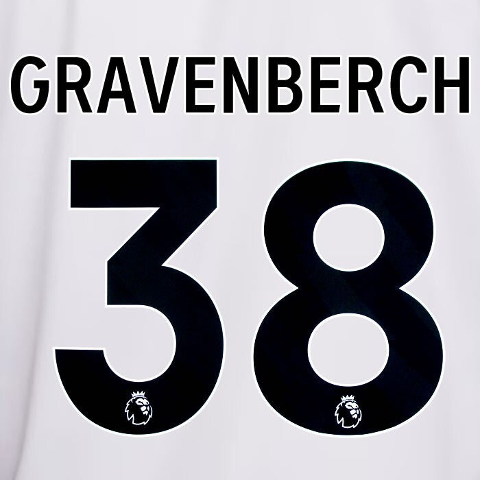 2023 2024 OFFICIAL LIVERPOOL GRAVENBERCH 38 BLACK AWAY PLAYER SIZE NAMESET