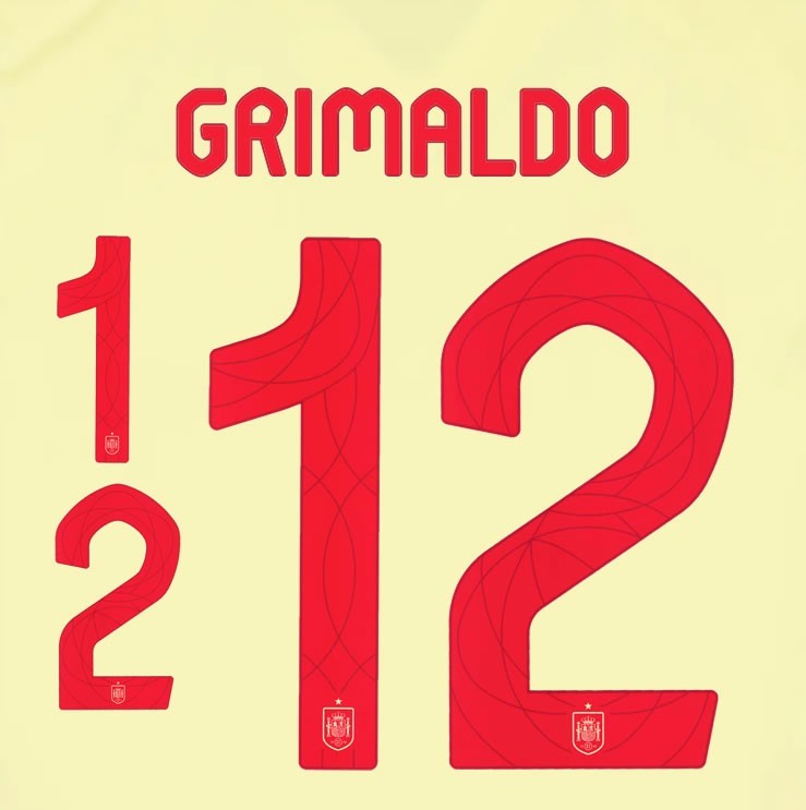 2024 2025 OFFICIAL SPAIN GRIMALDO 12 AWAY PLAYER SIZE NAMESET