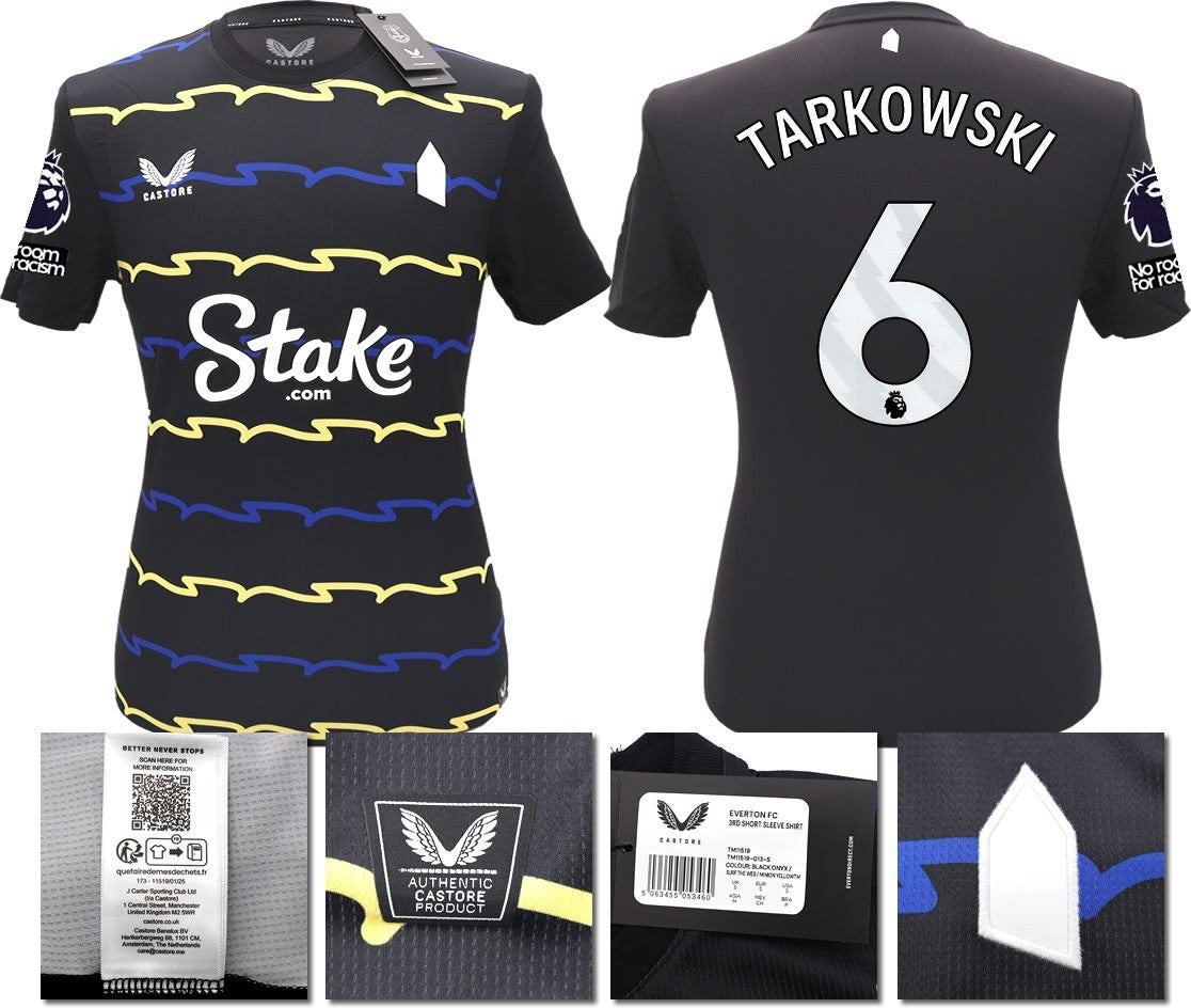 BNWT 2025/2026 EVERTON F.C. CASTORE 3RD SHIRT TARKOWSKI 6 + PATCHES