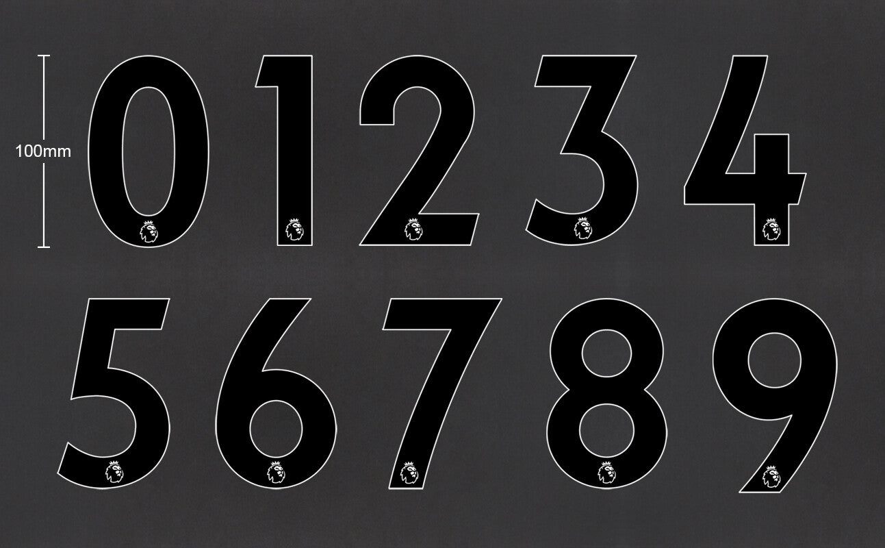 2019 - 2023 OFFICIAL AVERY DENNISON PREMIER LEAGUE BLACK SHORT NUMBERS