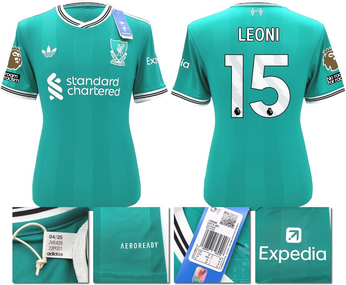 BNWT 2025 2026 LIVERPOOL ADIDAS 3RD SHIRT LEONI 15 MEN'S
