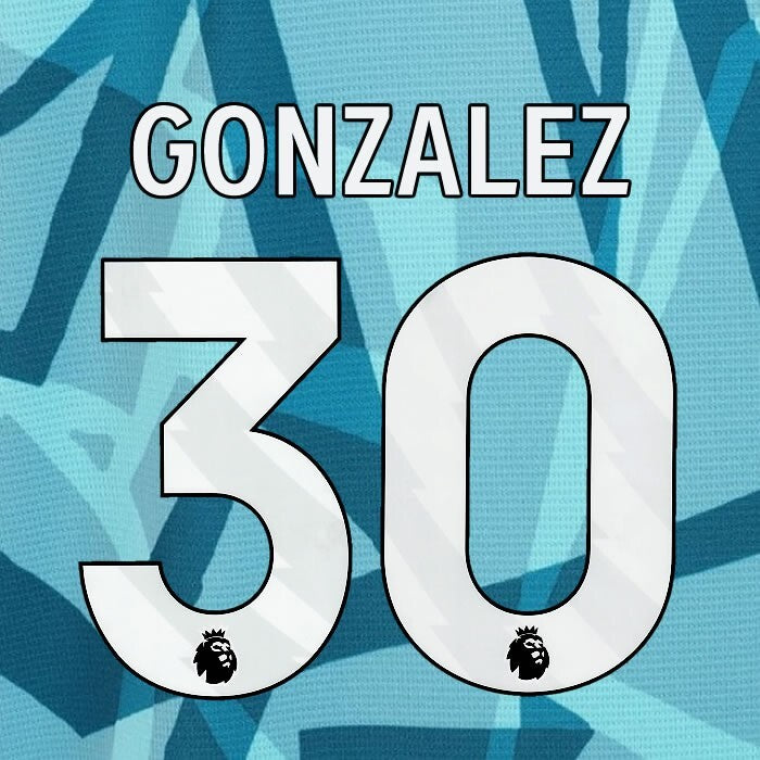 2023 2024 WOLVES 3RD GONZALEZ 30 OFFICIAL WHITE PLAYER SIZE NAMESET