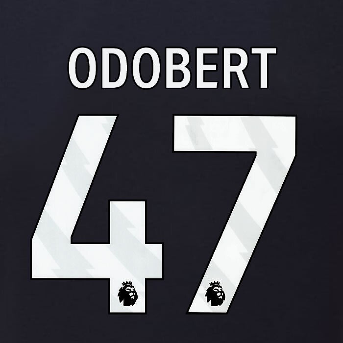 2023 2024 BURNLEY ODOBERT 47 OFFICIAL WHITE 3RD PLAYER SIZE NAMESET