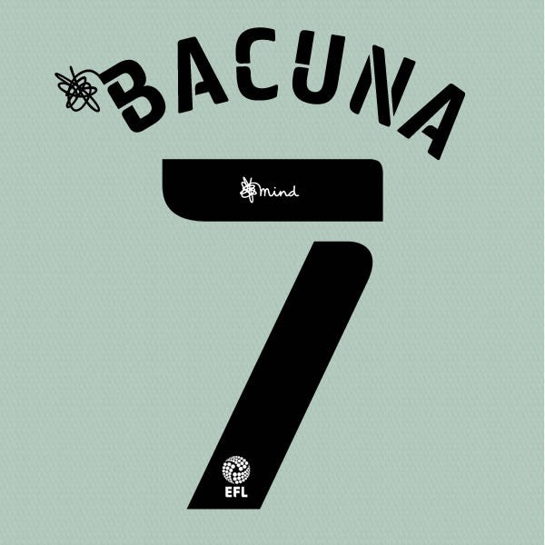 CARDIFF 2020 2021 OFFICIAL BACUNA 7 AWAY PLAYER SIZE NAME SET