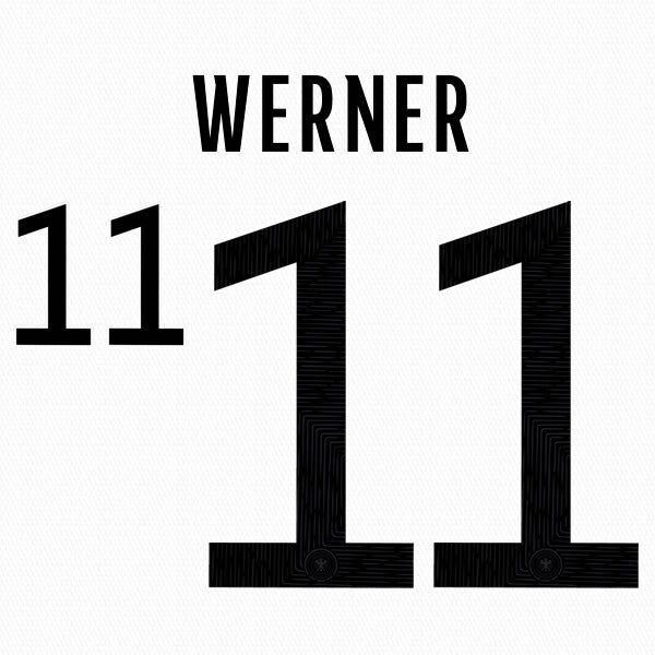 GERMANY 2020 - 2021 OFFICIAL WERNER 11 HOME PLAYER SIZE NAME SET