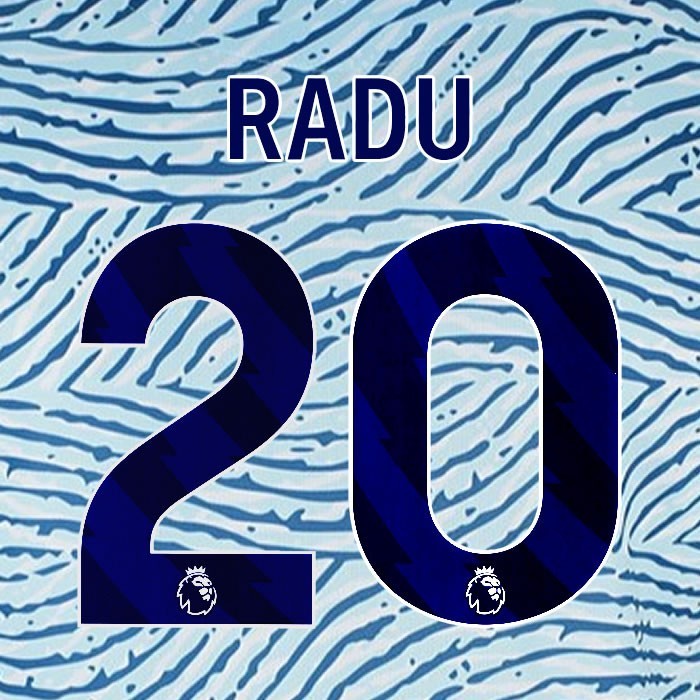 2023 2024 BOURNEMOUTH RADU 20 BLUE AWAY PLAYER SIZE NAME SET