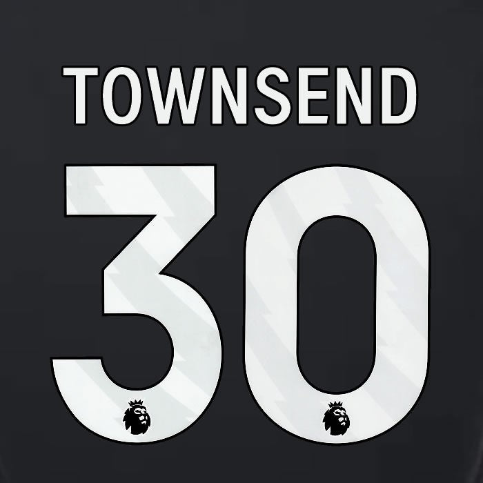 2023 2024 LUTON TOWN OFFICIAL TOWNSEND 30 WHITE 3RD PLAYER SIZE NAMESET