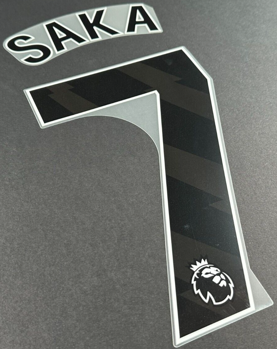 ARSENAL 25 - 26 SAKA 7 OFFICIAL AVERY DENNISON BLACK PLAYER SIZE NAME SET
