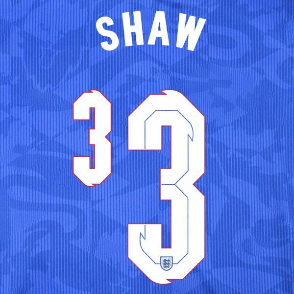 ENGLAND 2020 2021 OFFICIAL SPORTING ID SHAW 3 AWAY PLAYER SIZE NAMESET