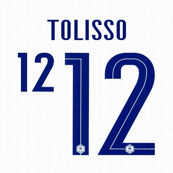 FRANCE 2020 2021 OFFICIAL TOLISSO 12 AWAY PLAYER SIZE NAMESET