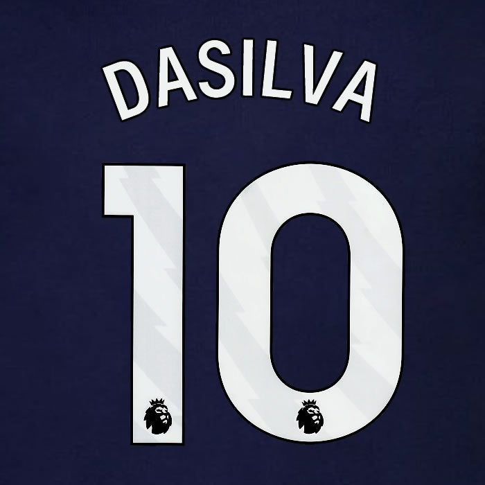 2023 2024 BRENTFORD DASILVA 10 OFFICIAL WHITE 3rd PLAYER SIZE NAMESET