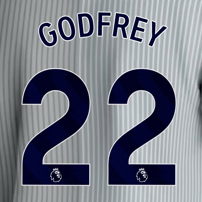 2023 2024 EVERTON GODFREY 22 OFFICIAL BLUE 3RD PLAYER SIZE NAMESET