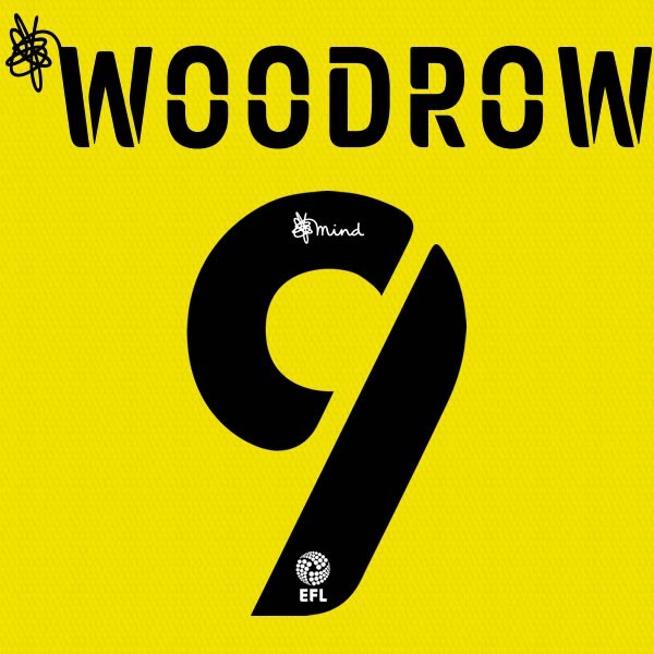 BARNSLEY 2020 2021 OFFICIAL WOODROW 9 3RD PLAYER SIZE NAME SET