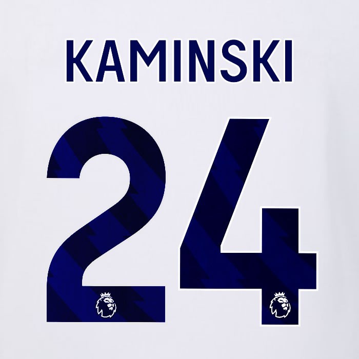 2023 2024 LUTON TOWN OFFICIAL KAMINSKI 24 BLUE AWAY PLAYER SIZE NAMESET
