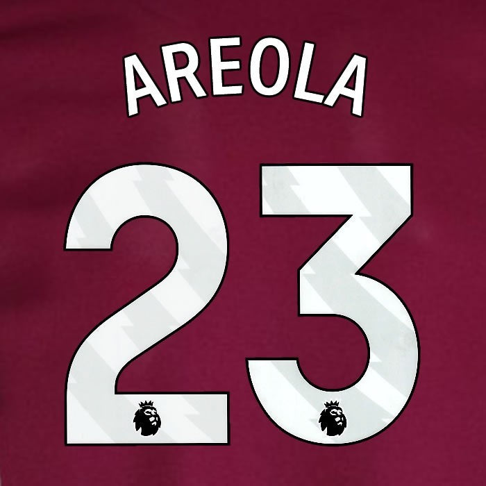 2024 2025 WEST HAM AREOLA 23 OFFICIAL WHITE HOME PLAYER SIZE NAMESET