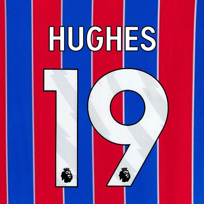 2025 2026 OFFICIAL CRYSTAL PALACE HUGHES 19 WHITE HOME PLAYER SIZE NAMESET