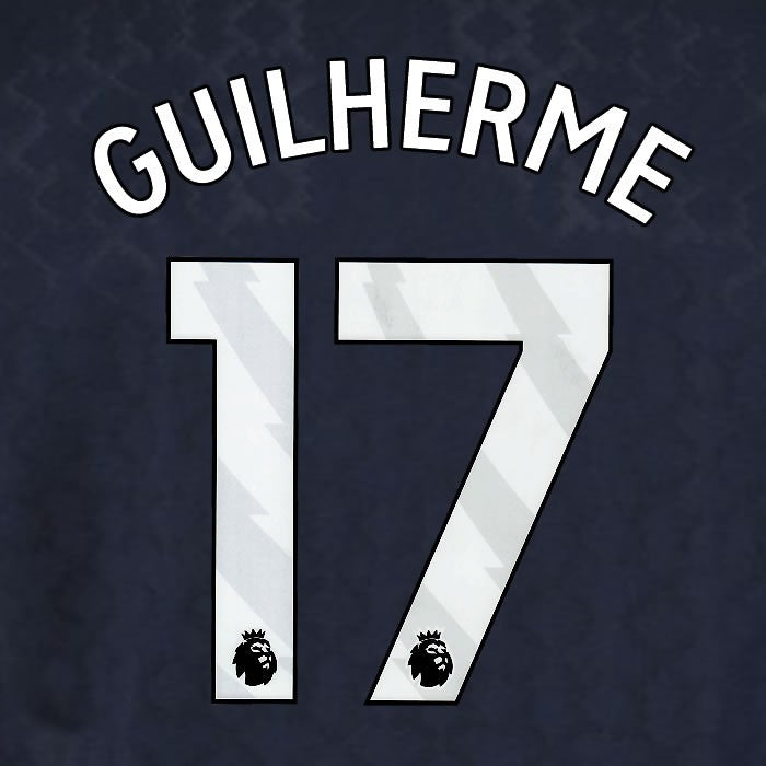 2025 2026 WEST HAM GUILHERME 17 OFFICIAL WHITE 3RD PLAYER SIZE NAMESET
