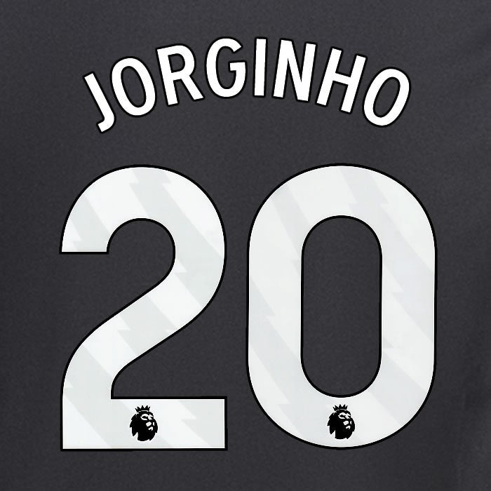 2024 2025 ARSENAL JORGINHO 20 WHITE AWAY OFFICIAL PLAYER SIZE NAMESET