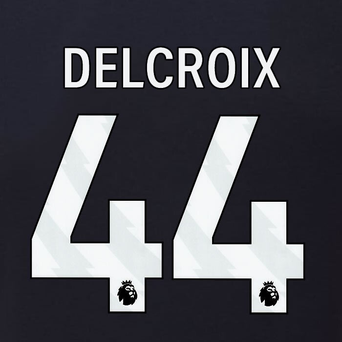 2023 2024 BURNLEY DELCROIX 44 OFFICIAL WHITE 3RD PLAYER SIZE NAMESET