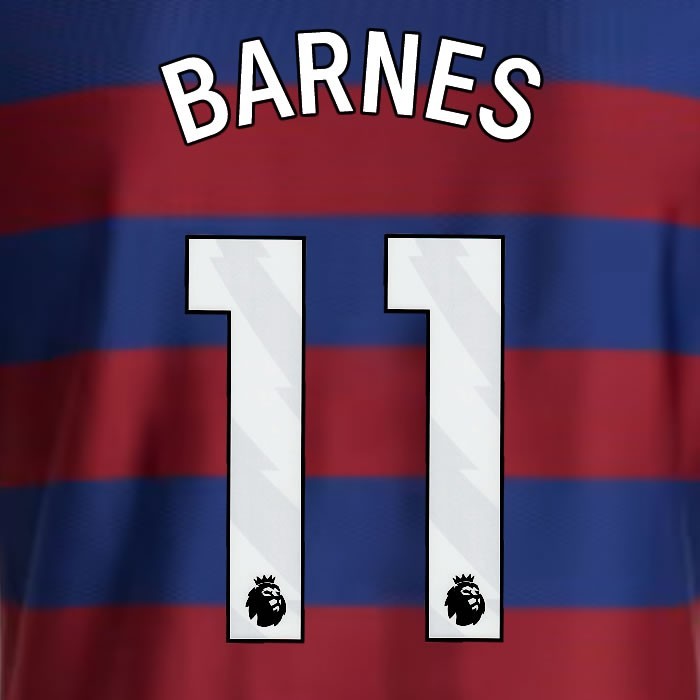 2024 2025 NEWCASTLE BARNES 11 OFFICIAL WHITE AWAY PLAYER SIZE NAME SET